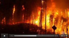 Taken from a dashboard camera of an evacuee evacuating Fort McMurray and heading south on 3rd May 2016