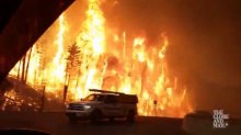 Taken from a dashboard camera of an evacuee evacuating Fort McMurray and heading south on 3rd May 2016